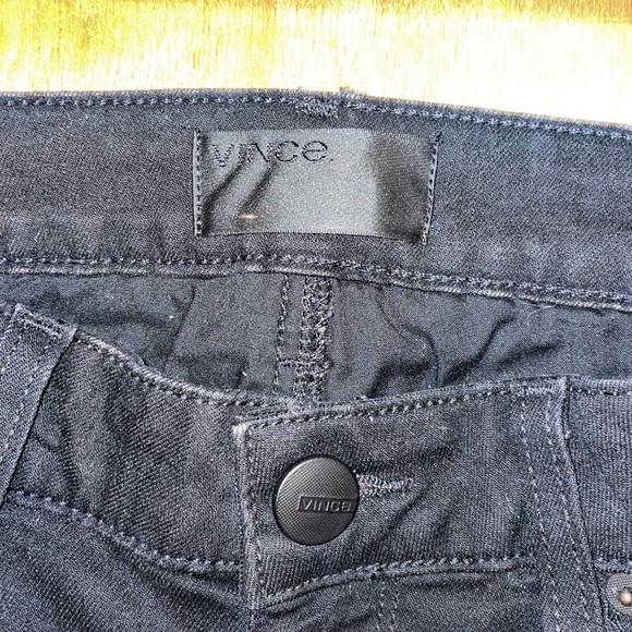 •VINCE•BLACK DENIM MOTO HIGH WAISTED SKINNY JEANS WITH ANKLE ZIPPERS. SIZE 27x30 - Picture 7 of 13